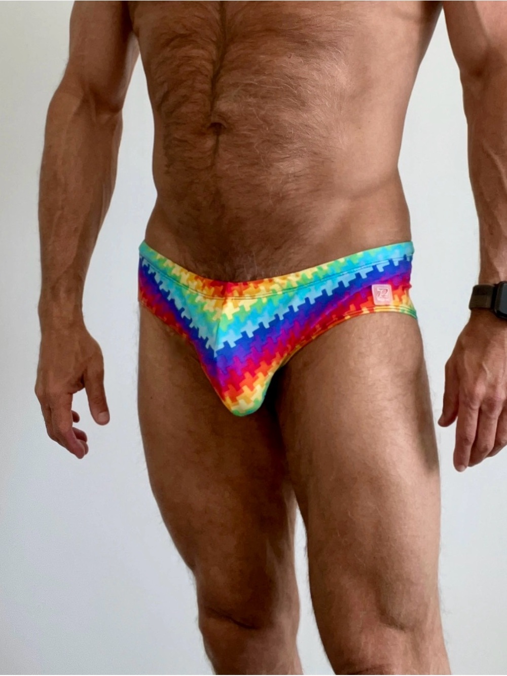 Men's Rainbow Geometric Swim Brief